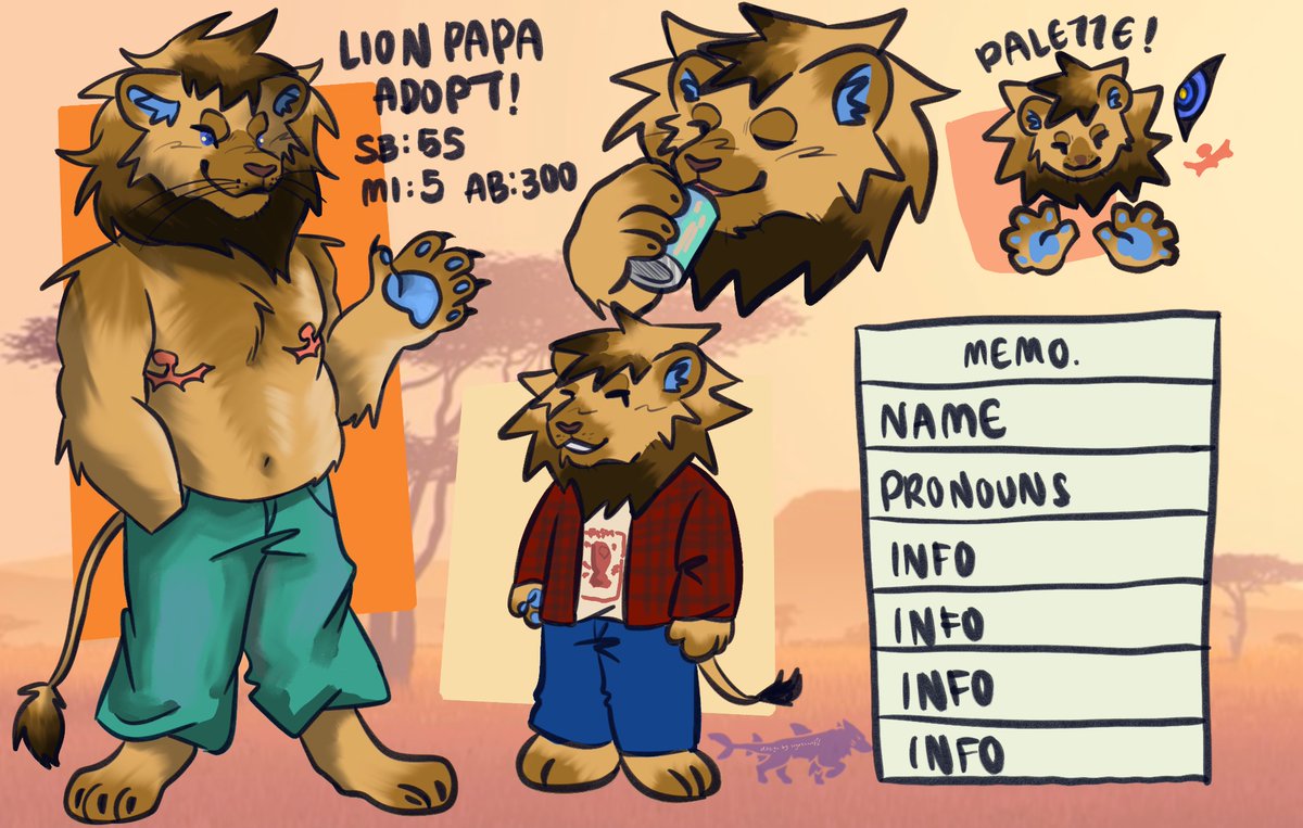 TRANS LION PAPA ADOPT AUC. INFO BELOW!

🤎 + 🔁 appreciated <33