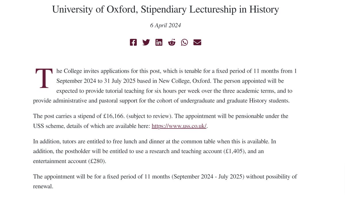 Ah, to teach at Oxford for 1300 pounds per month... But don't worry, thanks to free lunches you will be able to spend all those money on a shitty room! 🤡💔🫥