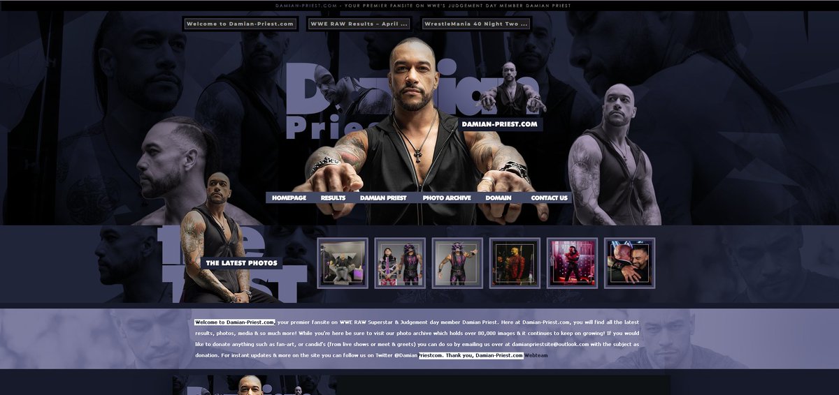 DamianPriestCom's tweet photo. We are excited to announce that after months of hard work our Damian Priest fansite is FINALLY open!  A BIG thank you goes to Ana of @designtopia for designing us our first looks!

We hope you enjoy the site as much as we do! https://t.co/QQbpzEKb5B
