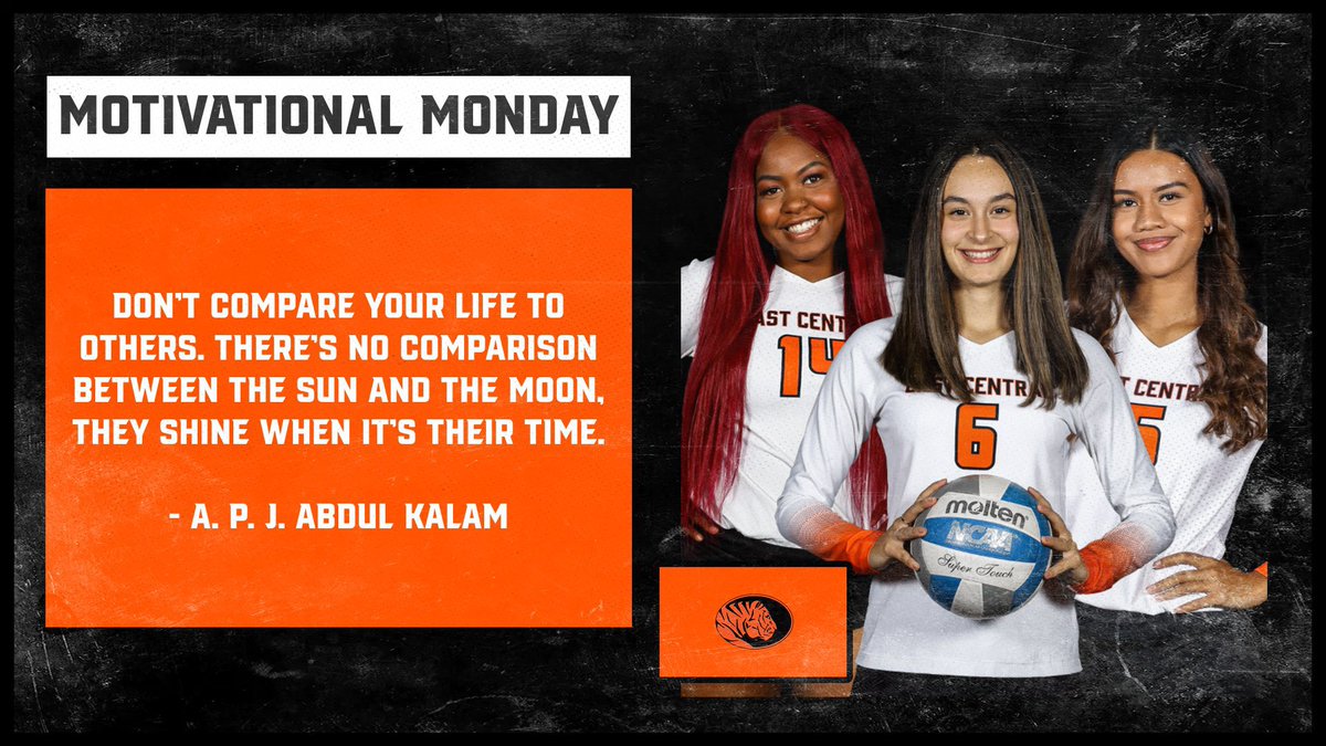 ECUTigersVB's tweet photo. ✨Happy Monday!✨
Tiger family, it’s important to be patient and trust our own process rather than comparing yourself to others. We all have our own paths anything can change within a single second. Everyone shines in their own time. 🫶
#GoTigers // #allfor1 // #TigerNation https://t.co/07zQcRZZHF