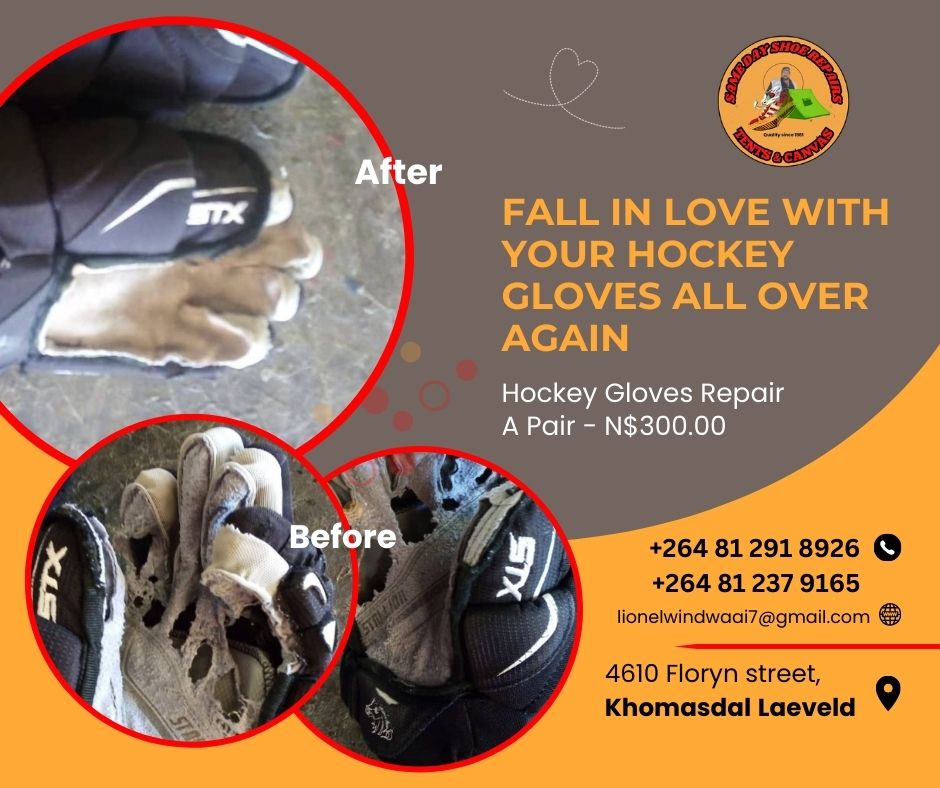 Fall in love with your hockey gloves all over again. 🥰💓 📱📲📞☎️

#SameDayShoeRepairs #ShoeRepair 👠👞  #TentRepair ⛺️⛺️ #CanvasRepair #BagsRepair 👜👝🎒#LeatherWorks #JumpingCastleRepair