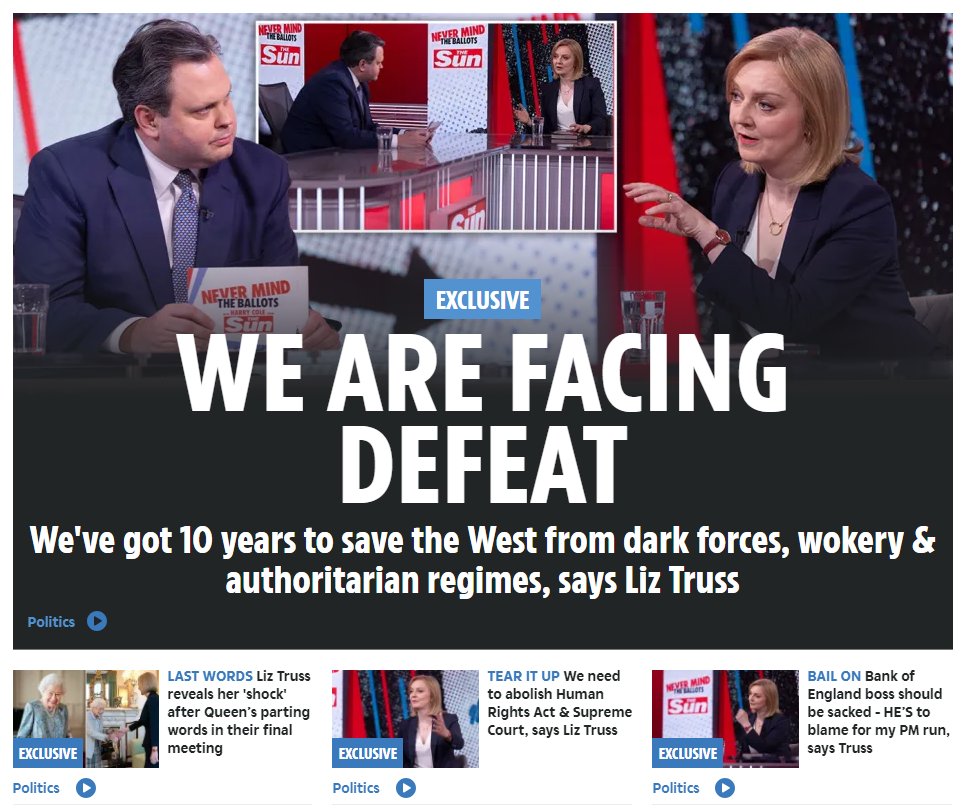 🚨 Plenty in @thesun's #NeverMindtheBallots sit down with ex-PM @trussliz 

📺Watch it all here: youtube.com/watch?v=DyjMqr…

🗞️ Read all about here: thesun.co.uk