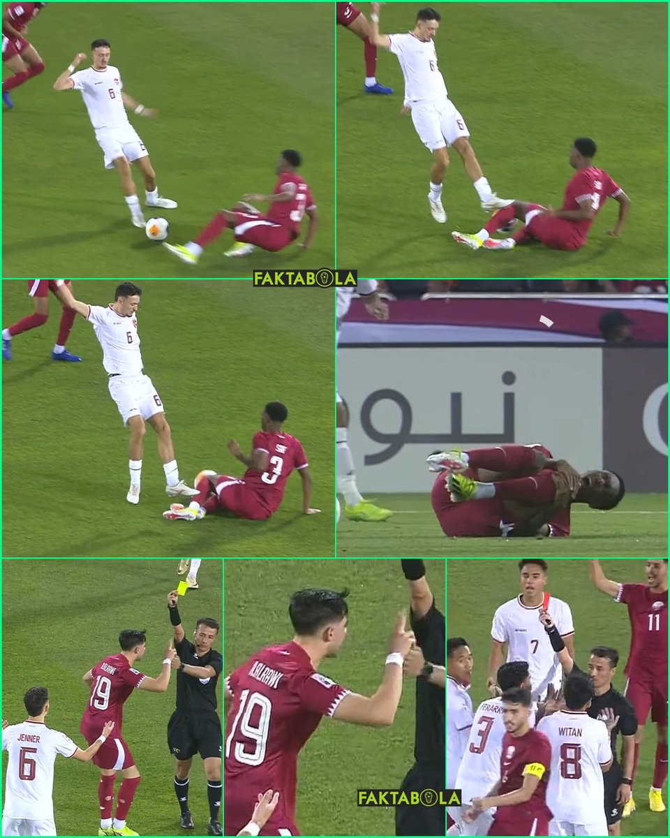 Kesenggol bentar doang coyy, langsung dapet kartu kuning dari wasit. Dan jadi kartu kuning kedua bagi Ivar Jenner, alias kartu merah. #TimnasDay 

Apakah karena kena pull sepatu jadi dianggap bahaya oleh wasit? 🤔 tapi kek berlebihan jirr reaksi pemain Qatar. Padahal Ivar