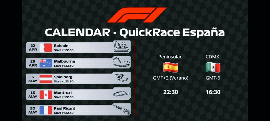 VMC_Tv's tweet photo. #QuickRaceES
#QuickRaceMX

Volvemos en unos días, ahí va el calendario de la fase regular https://t.co/rZcVJXLIQB
