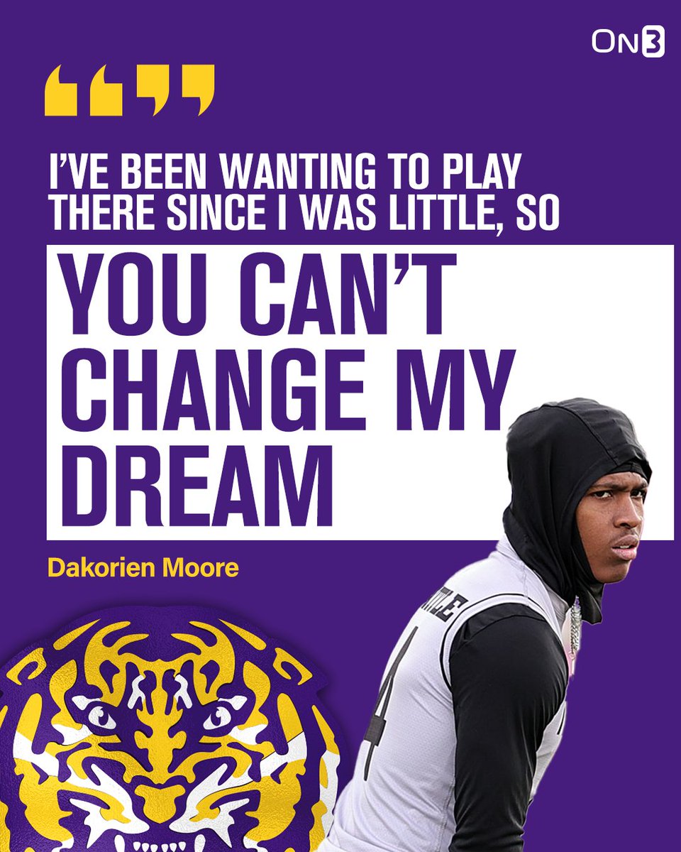 Sheadixon's tweet photo. 5-star+ WR Dakorien Moore committed to #LSU in August.

He's been an LSU fan since childhood, circling Odell Beckham as his favorite WR.

Yes, teams are trying to flip Moore. Still, he remains committed.

He spoke w/ @ChadSimmons_ on his recruitment. (+) https://t.co/Gfn3ZqGxEY https://t.co/ltvJWGZCoF