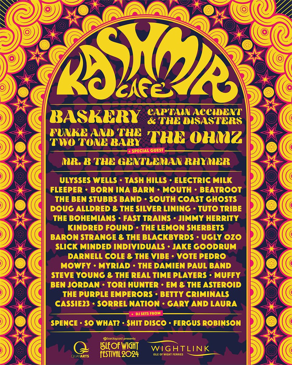 The @Kashmir_IW line-up is here, all run by passionate volunteers in aid of local arts organisation @quayarts ❤️ Your home for real ale, cherry beer, and the quality music from the Island and around the UK. isleofwightfestival.com/areas/kashmir-…🙌