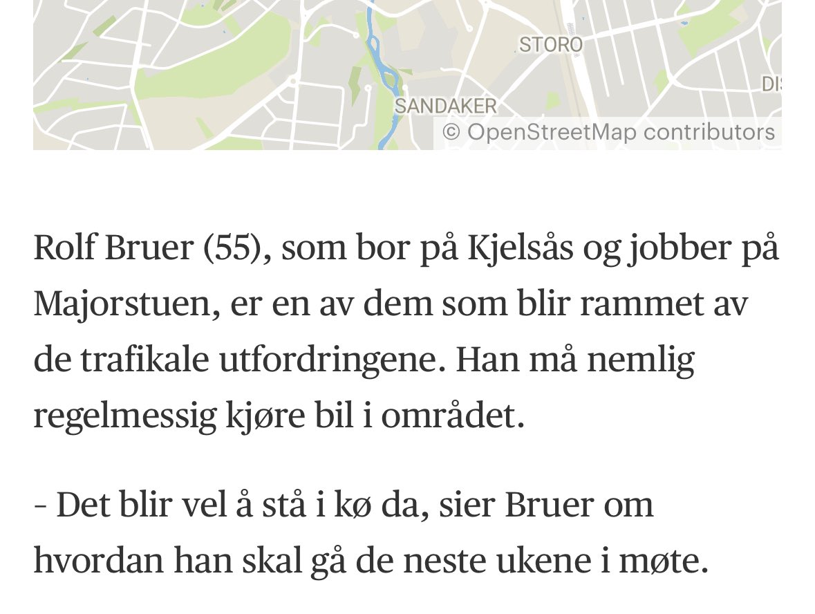 Noen må informere stakkars Rolf at det går både tog, to trikker og buss fra Kjelsås til Ullevål, Jernbanetorget og Majorstua. Men det blir vel fort timesvis i stillestående kø for Rolf.