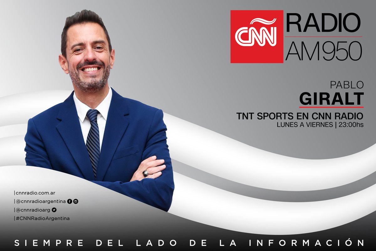 AIRE | Ya comenzó #TNTSportsEnCNNRadio con @giraltpablo y un gran equipo de profesionales con toda la actualidad del deporte, en duplex con @TNTSportsAR.

Seguilo en cnnradio.com.ar
#CNNRadioArgentina