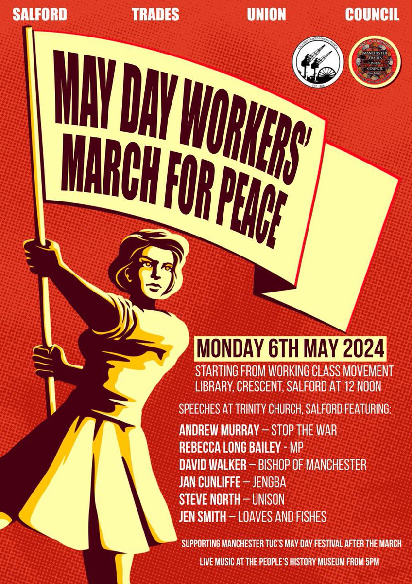 Honoured to be asked to speak at this year’s @SalfordTUC May Day march and rally. Hopefully loads of comrades can come down ✊