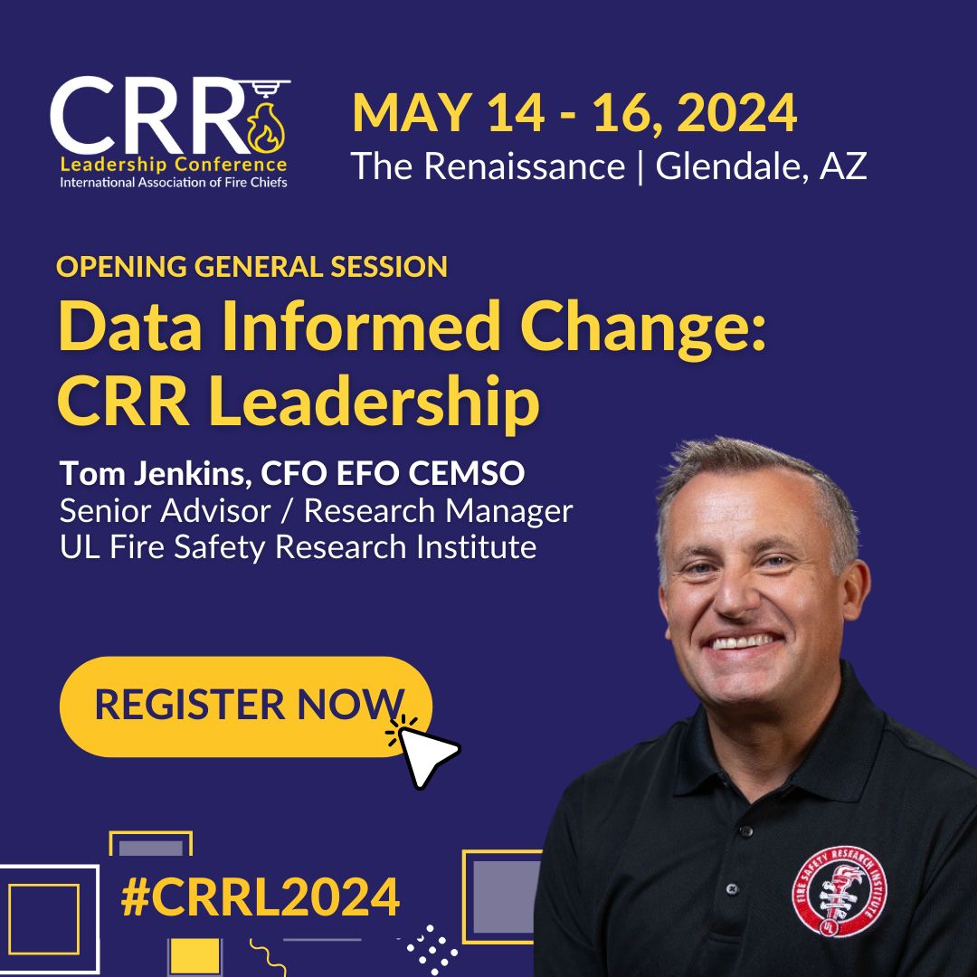 🔥 Excited to kick off #CRRL2024 with our Opening General Session, featuring Tom Jenkins! 🚒 As a Senior Advisor/Research Manager at UL's Fire Safety Research Institute, Tom brings a wealth of knowledge from his extensive career in fire safety and emergency response. #FireSafety