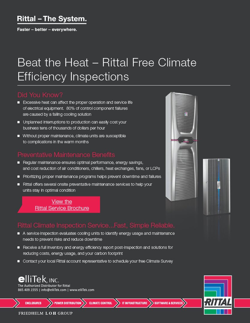 ☀️ Protect your investments with a FREE Climate Efficiency Inspection from #Rittal. 🌬️ Ensure your cooling units are running at peak performance. Schedule your audit today with @elliTek_Inc & download the brochure to learn more! 💼💡 risourcecenter.com/attachments/ri… #InvestmentProtection