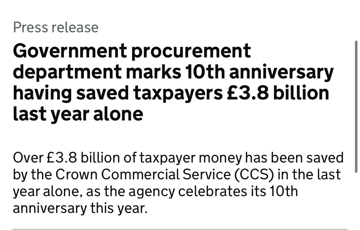 🇬🇧The Crown Commercial Service are some of the unsung heroes in Govt - literally saved taxpayers over £10.4m *a day* last year A huge achievement by an extraordinarily dedicated group of professionals @cabinetofficeuk @OliverDowden @JohnGlenUK gov.uk/government/new…