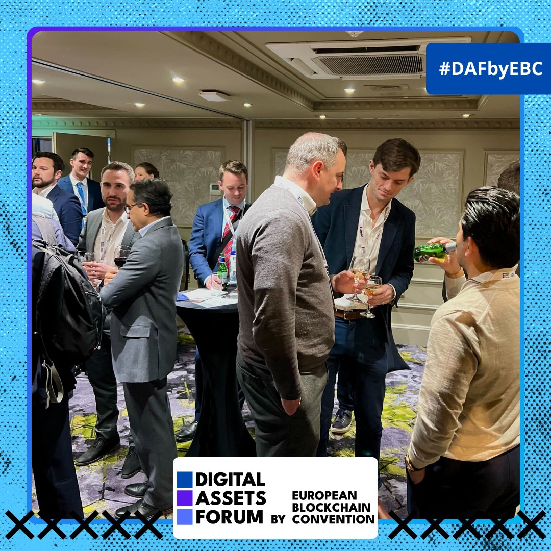 As our adventure at the @DAF_London draws to an end, attendees unwind and enjoy some well-deserved closing drinks 🥂 Reflecting on insightful discussions and new connections made, it's been a day to remember! Cheers to the future of digital assets! 🥂 #DAFbyEBC