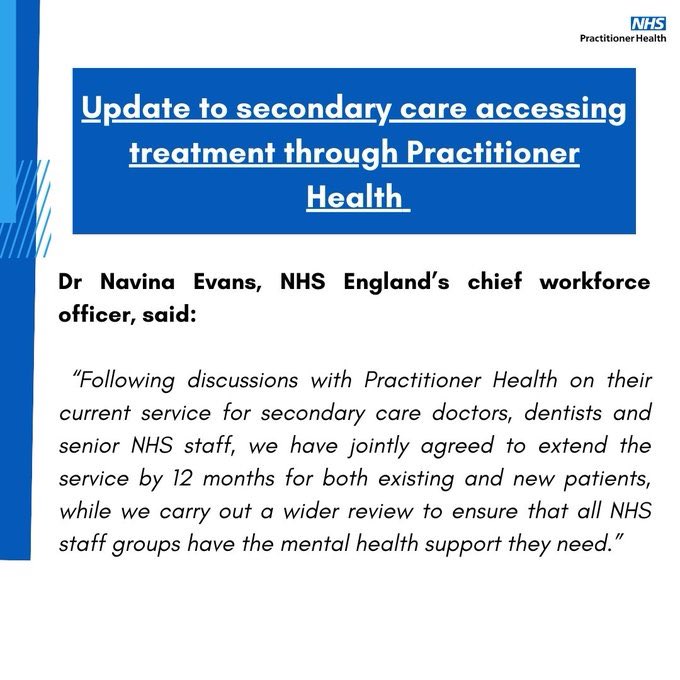 The outcry worked 

<a href="/NHSPracHealth/">NHS Practitioner Health</a> mental health support for NHS staff saved for another year 

Good news