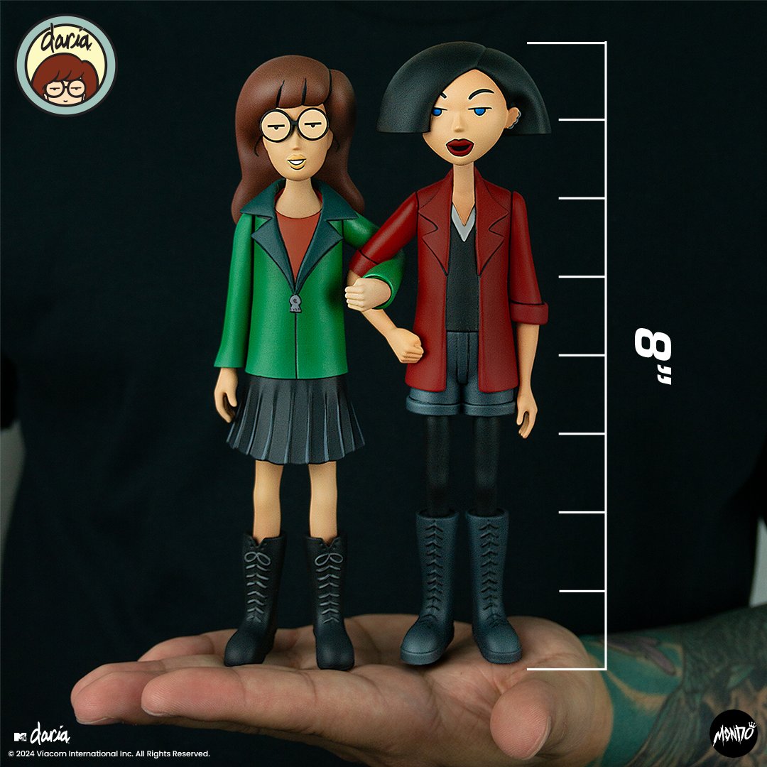 Try not to let me catch your enthusiasm. Mondo is proud to present the first-ever official, on-model DARIA figures! Our Daria & Jane Figure Set comes complete with an array of swappable portraits, arms and accessories to suit your darkest mood. See more at Mondo News on the blog.