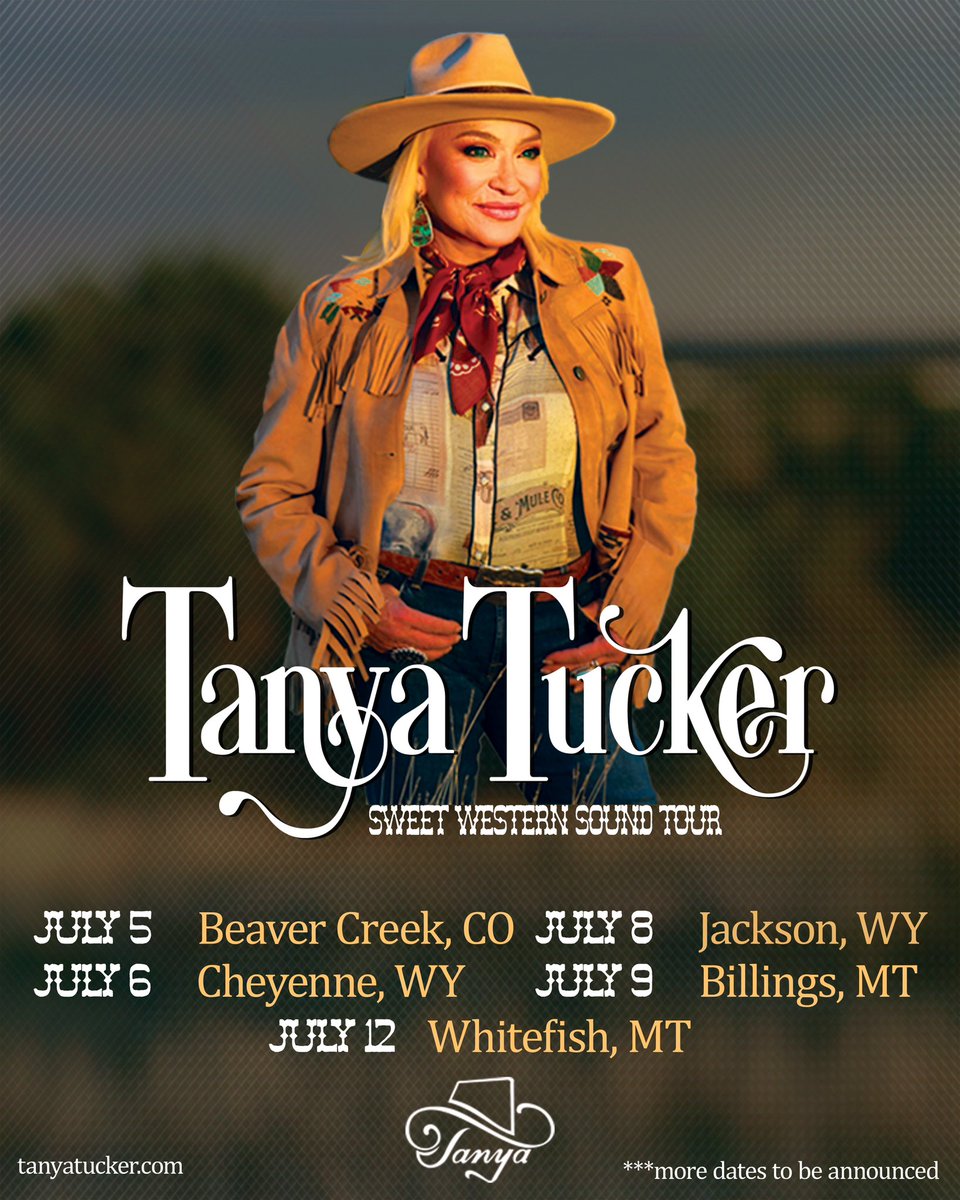 Tanya Tucker (@tanyatucker) on Twitter photo ON THE ROAD AGAIN! Excited to share that my band and I have added more shows this July! Mark your calendars!!!
Artist Presale: Tuesday, 4/16 @ 10 AM LOCAL
On Sale: Friday, 4/19 @ 10 AM LOCAL
Head over to tanyatucker.com/tour
📸 <a href="/DKupishNash/">Derrek Kupish</a> ON THE ROAD AGAIN! Excited to share that my band and I have added more shows this July! Mark your calendars!!!
Artist Presale: Tuesday, 4/16 @ 10 AM LOCAL
On Sale: Friday, 4/19 @ 10 AM LOCAL
Head over to tanyatucker.com/tour
📸 <a href="/DKupishNash/">Derrek Kupish</a>