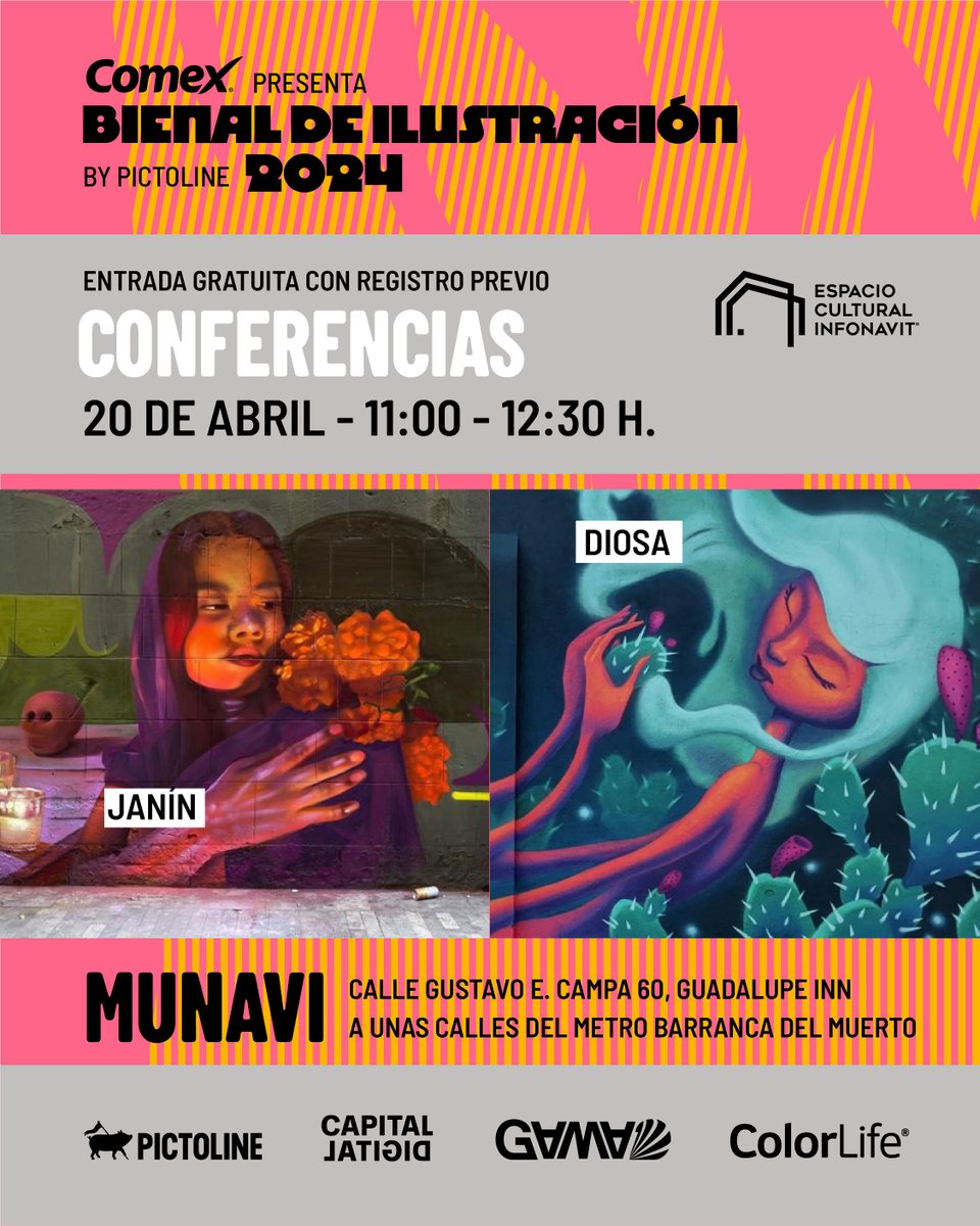 La Bienal llega al #EspacioCulturalInfonavit con 3 ciclos de conferencias que junto con @gama_crea presentaremos en el #MUNAVI, este mes. 🖼️✍️

Entrada libre con registro previo: munavi.mx/mainEventos.ht…

Patrocinado: @pinturascomex 🎨
Con el apoyo de Espacio Cultural <a href="/Infonavit/">Infonavit</a>
