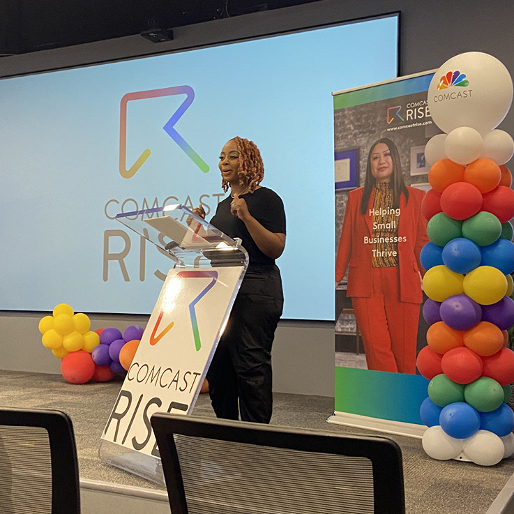 We’re excited to have @pinky907 from @SluttyVeganATL & @PinkyGivesBack to share her personal experience as a businesswoman in Atlanta & encourage entrepreneurs to apply for #ComcastRISE