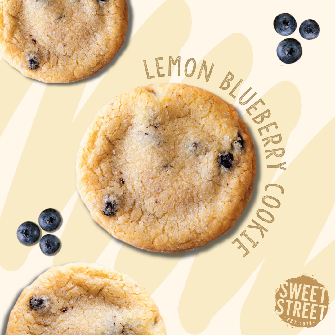 Get ready for sunshine in every bite! Our Lemon Blueberry Manifesto Cookie is the perfect treat for the sun-kissed days ahead! ☀️🍋💙 . . #sweetstreet #sweetstreetdesserts #lemon #lemonblueberry #lemoncookie #lemonblueberrycookie #sharesweetness