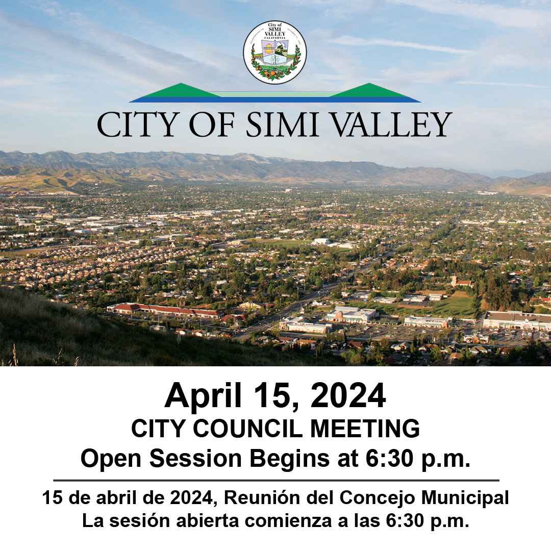 Open Session for the Monday, April 15, 2024, Simi Valley City Council Meeting begins at 6:30 p.m. at City Hall. Participation and viewing instructions are available on the City's home page: simivalley.org #SimiValley #CityCouncil