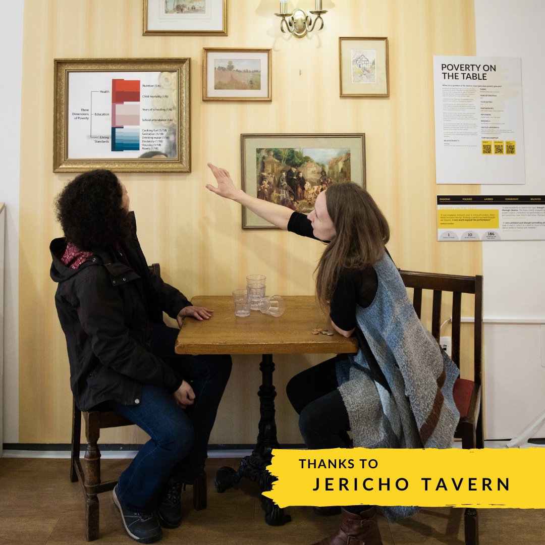 A big thank you to The Jericho Tavern for kindly lending us a pub table and two chairs for our 10 Years in Motion exhibition at @ArtsatOFS to help bring our Poverty on the Table section to life!