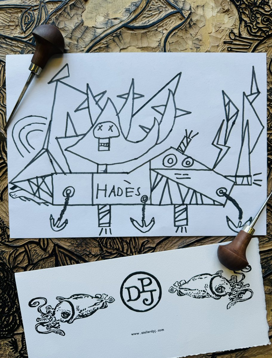 CONCOURS Dessine-moi un bateau, Alan, 9 ANS, #Sète📍 
Pour voter, partagez ! Les like n’entrent pas en compte. 
C’est à vous de décider : le post le + partagé sera le gagnant et verra son dessin édité dans notre atelier de gravure 🧑‍🎨 
ATELIERDPJ.COM