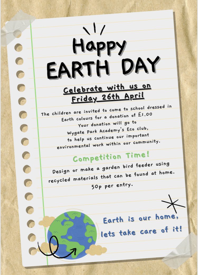 We will be celebrating #EarthDay on Friday 26th April ♻️ 🌎 🌱 🌊
@MissThompsonWA #EcoClub  #WygateWay #REACH