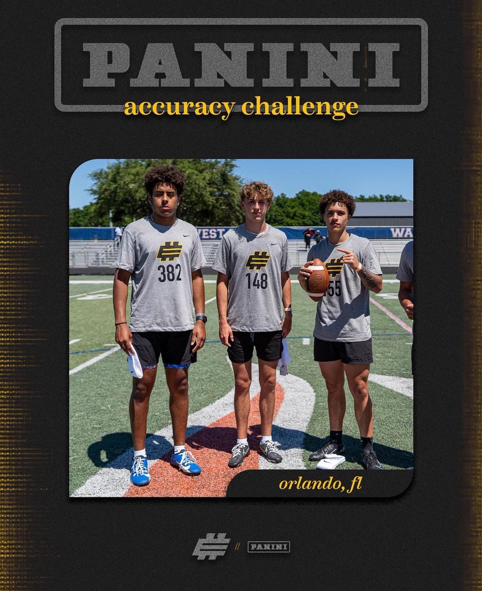 Won the accuracy challenge for underclassmen at the Orlando Elite 11 regionals with a score of 23/24! @Elite11 @RivalsFriedman @BaileighSheff @Beachside_FB @duff_pete @adamgorney