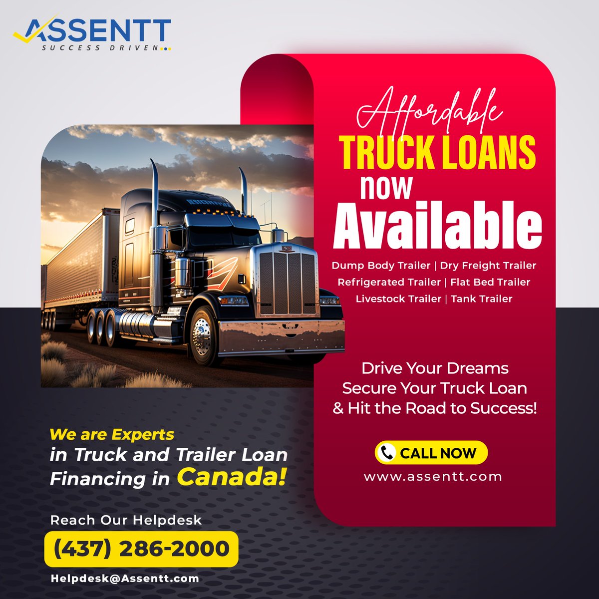 AFFORDABLE 🚛 TRUCK LOANS AVAILABLE!

#CPA #BALBIRSINGHSAINI #ASSENTT #Truck #Truckers #Trailer #Trucking #OwnerOperator #TruckLoan #Personaltax #businessplan #funds #loan #truckfinancing #smallbusinessloan #tax #business #financialfuture #financing #mortgage #CANADA #support