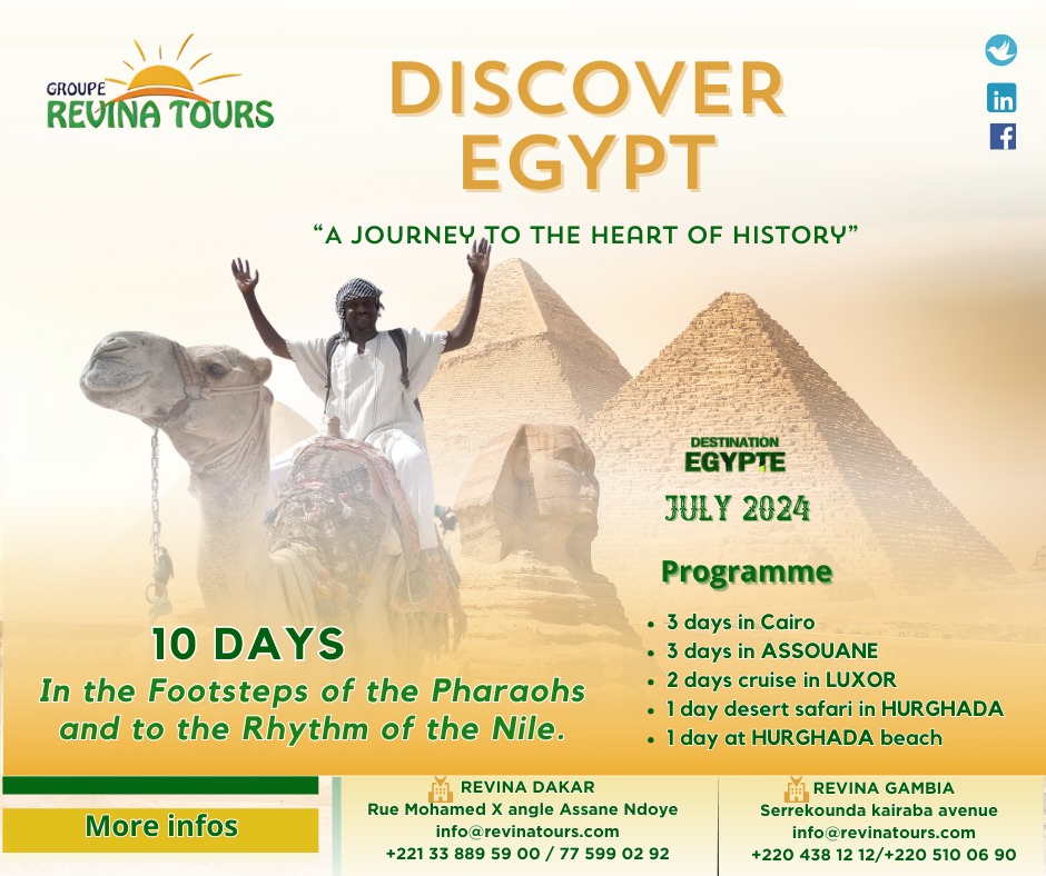 Explore Egypt in 10 Days: A Journey to the Heart of History!
#Revinatours #DestinationÉgypte #ExpIoreEgypte #CuItureÉgyptienne #PyramidesDeGizeh #Assouan #CroisièreSurLeNiI #DésertSafari.