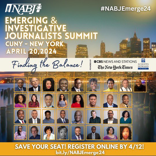 NABJYBJ's tweet image. #NABJEmerge24: 💼Ready to take your career to new heights? Meet CBS News, Report for America, The New York Times & The E.W. Scripps Company at our career fair on April 20 in NY! Get expert feedback on your resume from business journalists. Register now:
ℹ️bit.ly/NABJEmerge24!