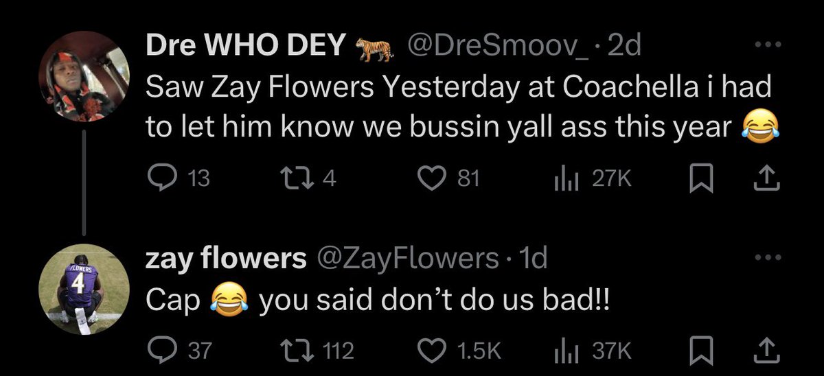 Zay Flowers was having none of that lie from a Bengals fan. 😂😂