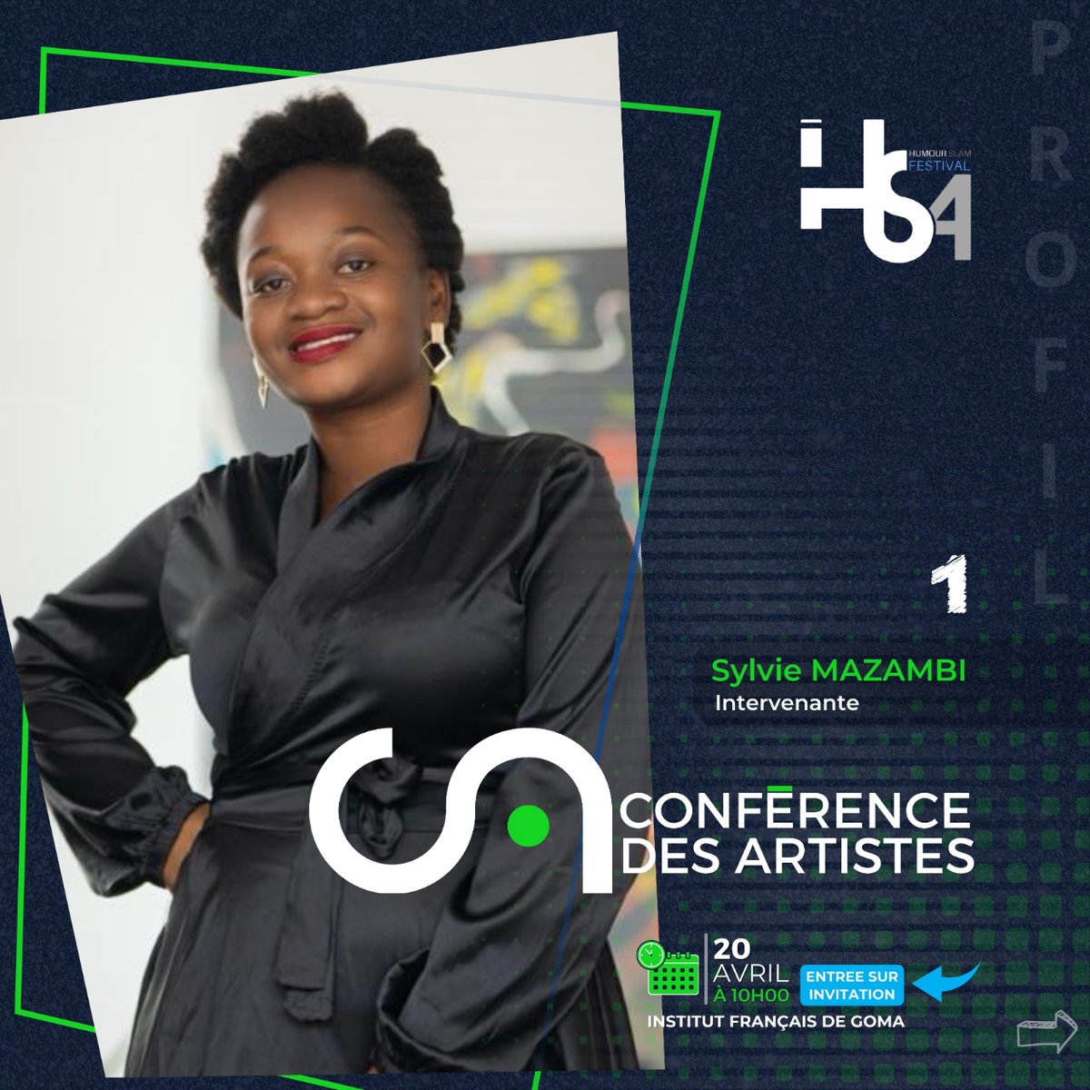 humourslamfest's tweet photo. #ConférenceDesArtistes #INTERVENANTE 1 : Sylvie MAZAMBI

Visionnaire de Woman Power DRC et chargée de communication du Fonds pour les Femmes Congolaises, elle sera de la partie dans la #conférencedesartistes . 

 #ConférenceDesArtistes #Artistes #culture #Goma @ifgoma https://t.co/Kf3m3HmQJe