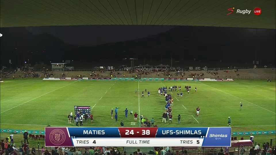 Shimlas are into the 2024 Varsity Cup final as they beat Maties on their own patch 🔥

NWU Eagles and UCT Ikeys are live in the second semi-final now 🍿  

📺 Stream #RugbyThatRocks live: bitly.ws/ELdc