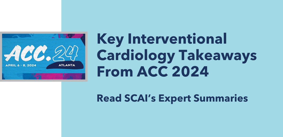 Read the key #InterventionalCardiology takeaways from 6 trials featured at #ACC2024 — drafted by SCAI experts! ➡️ ow.ly/7tjw50RgnPO