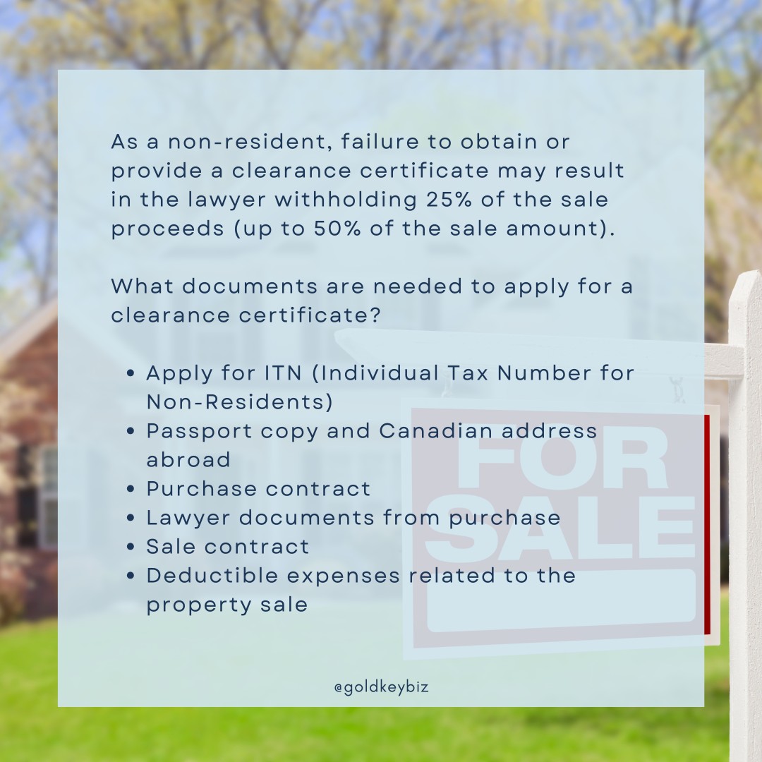 Attention Non-Resident Property Sellers in Canada! 🏡 Did you know that selling property in Canada requires special tax consideration？ Here's a quick guide:

#nonresidenttax #Canadianproperty #taxfilingToronto #housetaxfiling #clearancecertificate #TorontoRealEstate