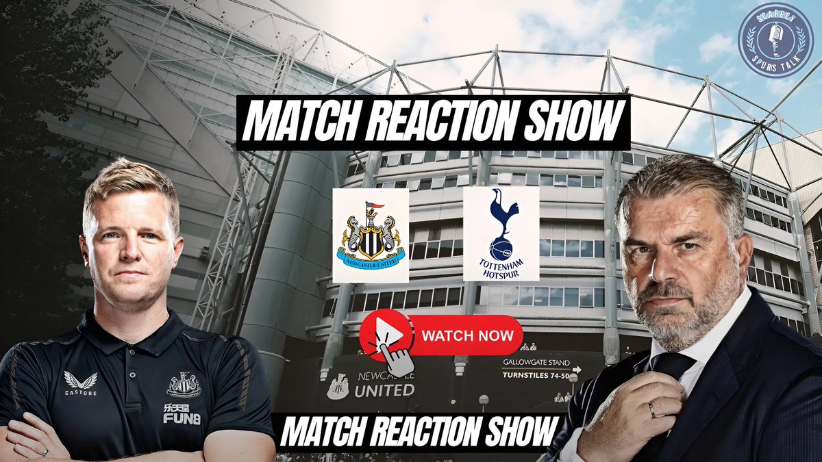 Newcastle 4-0 Tottenham - Match Reaction Show Live in 1 hour! On this week's show, I'll be joined by @Billie_T, @_4Jords, @wheelsythfc & Newcastle Youtuber @geordiejosh as we dissect that shocking performance from Spurs. youtube.com/live/tBUcQE2jG…