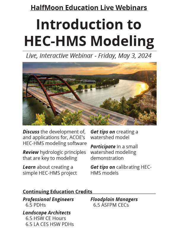 vmmerwade's tweet photo. I am offering a HEC-HMS workshop on May 03, 2024. Please use the link below to register if interested. Please note that this is a paid workshop for which participants get credits. https://t.co/uvO7jyDdWq https://t.co/9kurQ4Ti7B