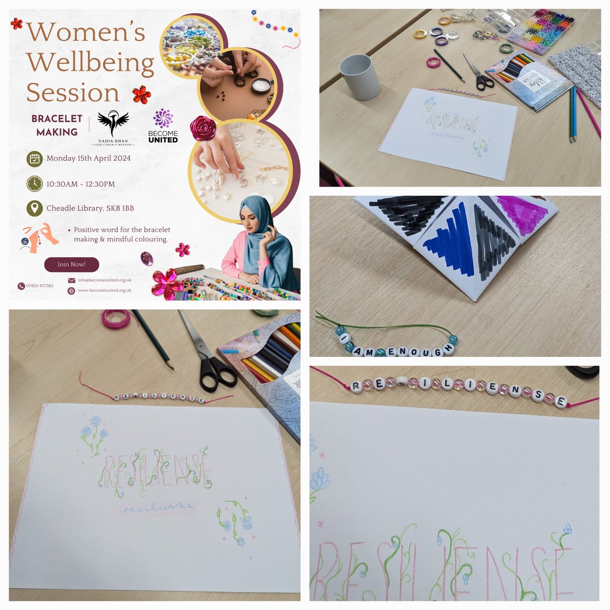 Lovely womens wellbeing session in Stockport with amazing women today. 

We had inspiring conversations around making time for ourselves in the hectic routine of life whilst making inspiring bracelets.

Join us on our next session ✅

#Wellbeing
#BecomeUnited