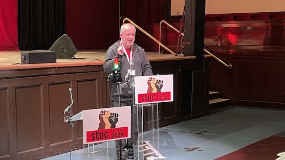 “Unite is totally opposed to the pilfering of pensions to pay for public services and is firmly committed to campaigning publicly and politically against this.” Brian Robertson, supporting Composite A Raising Taxes to Deliver for Scotland. #STUC24
