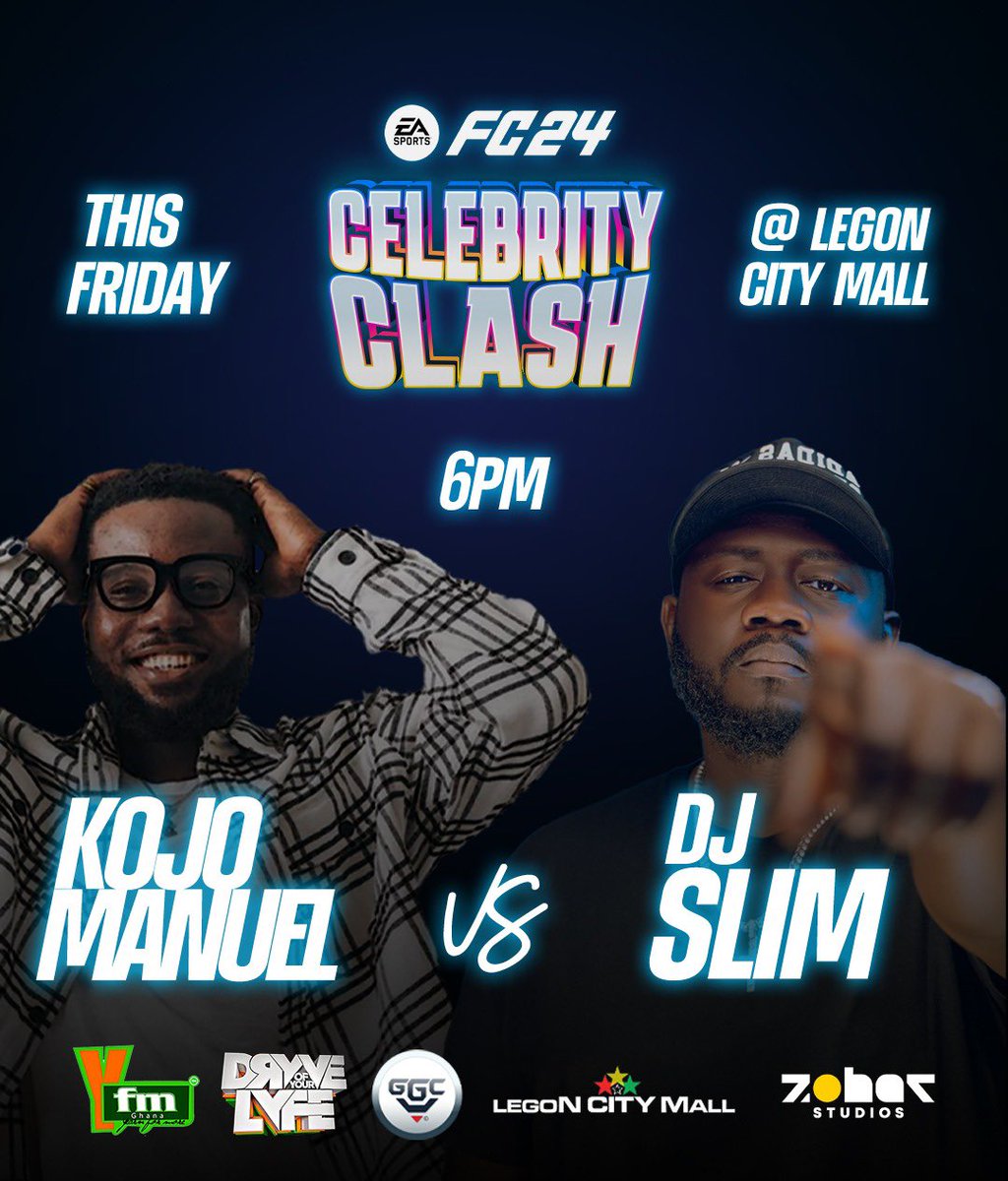 After accepting a public challenge, @djsliming will take on @kojomanuel in our next match up! Who go whip who? We’ll find out this Friday; #FC24CelebrityClash Brought to you by @ggcchannel , @ZoharStudios & #TheDrYve @Y1079FM