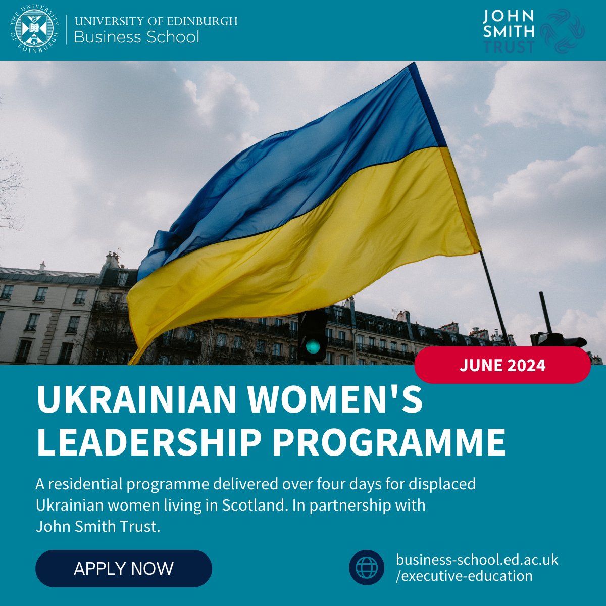 We're proud to deliver the Ukrainian Women's Leadership Programme in partnership with @JohnSmithTrust, backed by @scotgov. Developed for displaced Ukrainian women in Scotland, this programme covers strategy, conflict resolution & more. Apply by 26 April: bit.ly/3TKEm5a