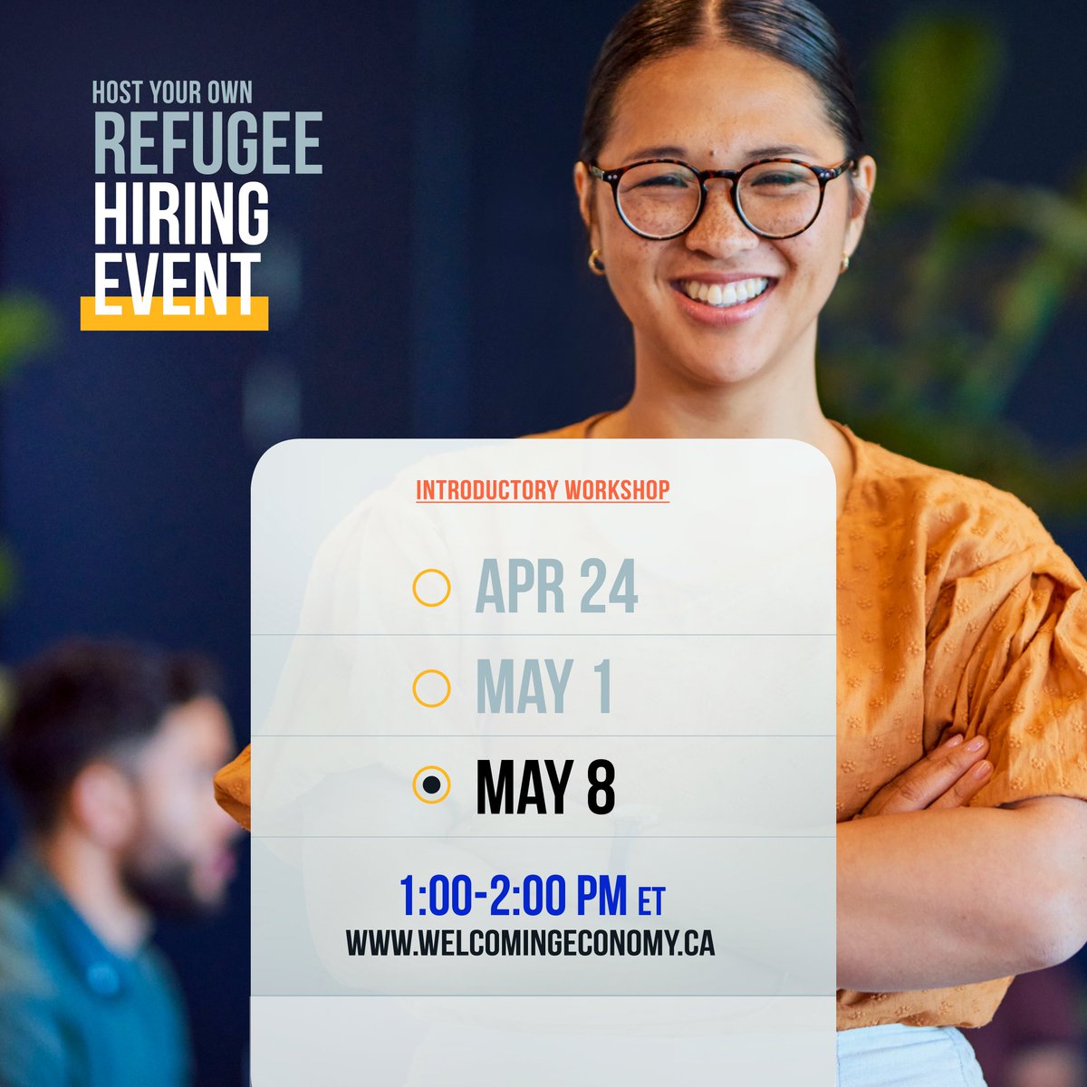 Municipalities, settlement agencies, and employers in Canada can run hiring events for #refugees in their own communities. Learn how in this Introductory Workshop from #WelcomingEconomy! Register: bit.ly/we-training-20…