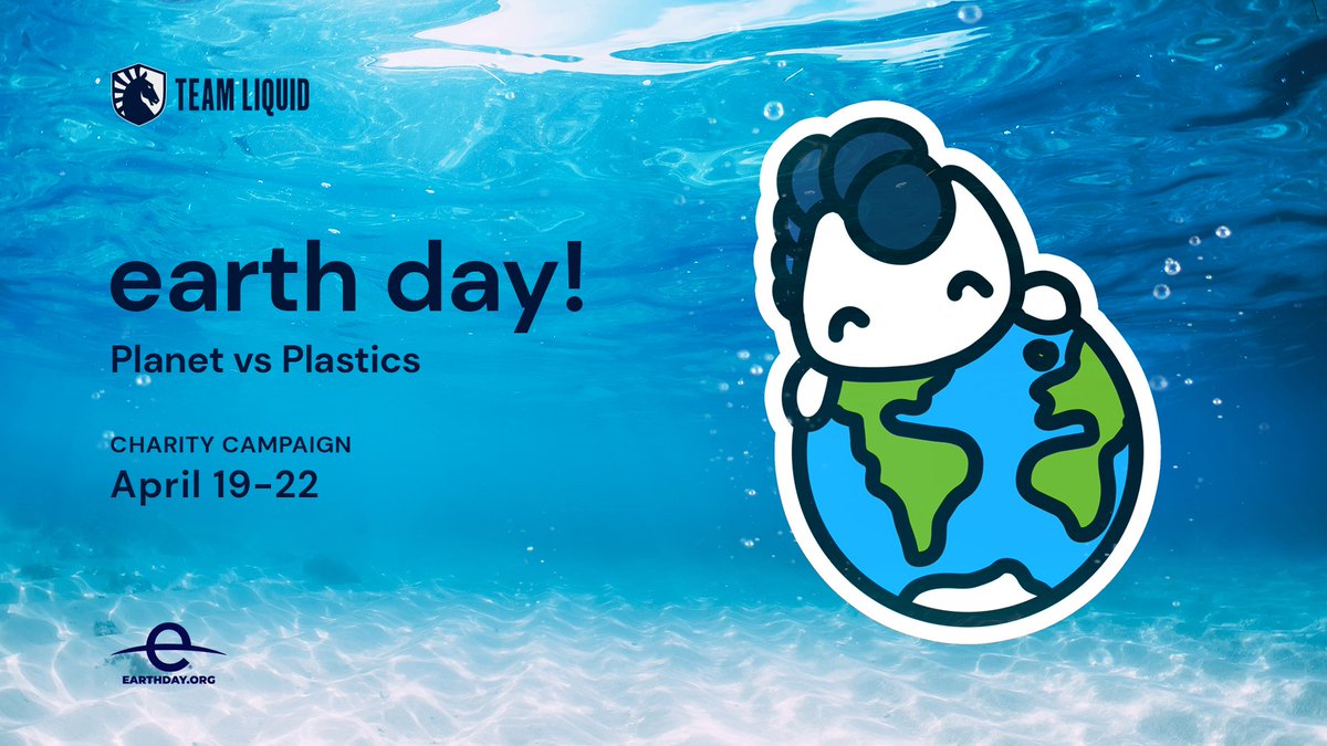 🌍Get ready to make waves this Earth Day with Team Liquid 💙 Join us April 19-22 as our creators stream for donations towards @EarthDay and take on the Planet vs Plastics challenge🌊 🔗Learn more here: teamliquid.com/news/team-liqu…