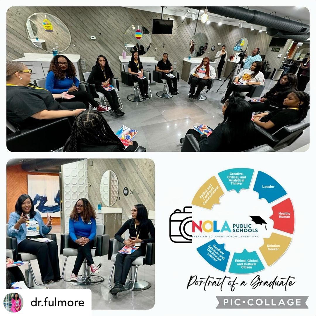 Our most recent Portrait of a Graduate (POG) Pep Talk event was truly special! Partnering with @newbeginningsbeautycollege_ salon, we hosted ShopTalk with @mcdonogh35 scholars pursuing their cosmetology license. Witnessing our students gearing up to excel in life and beyond…