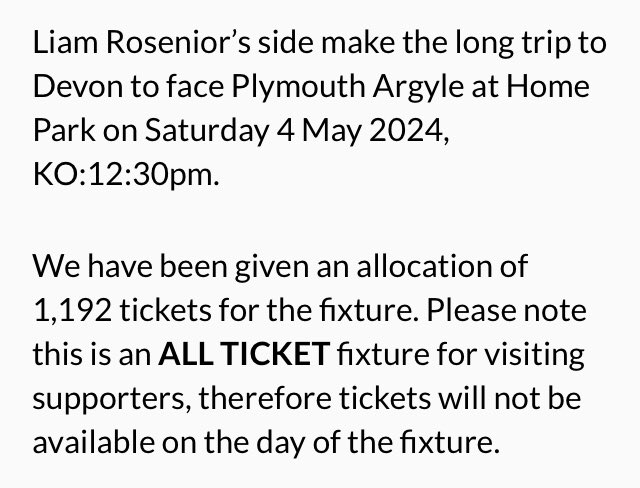 Not sure if this means hull haven’t taken full allocation for it so block 21 can be released for any argyle fans looking for tickets #pafc #hcfc