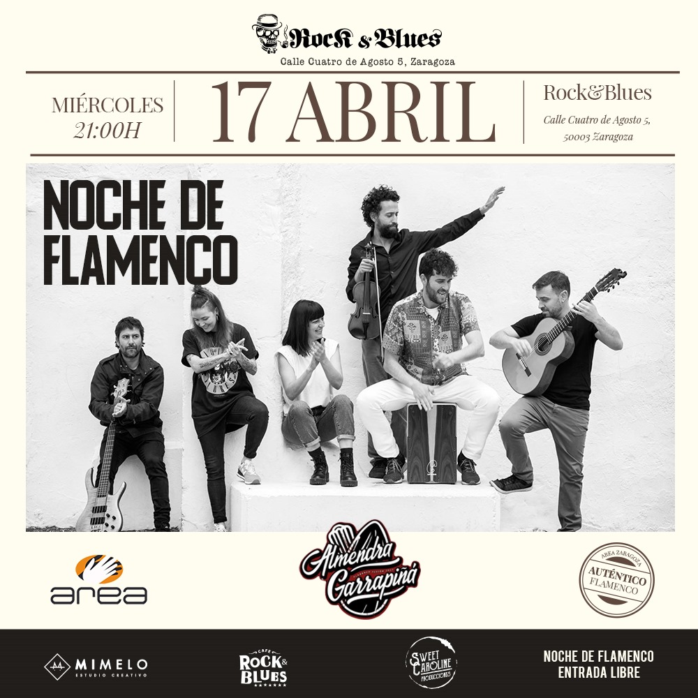 Areazgz's tweet photo. 💮Almendra Garrapiñá estará el 17 de abril en la Noche de Flamenco de @RockandBluesZgz 
La  riqueza de la unión entre flamenco de raíz con músicas modernas, funk o hip hop con sonoridades celtas y balcánicas, hace que sea una de las formaciones aragonesas de referencia el género. https://t.co/93YXDjggp8