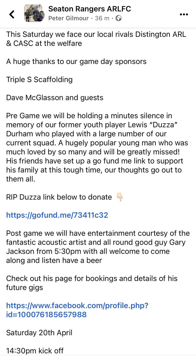 SeatonRangersRL's tweet photo. Back to @OfficialNCL action this Saturday as we host @DistingtonARL on a day we will pay our respects to Lewis Durham https://t.co/YWr6pMnCpk