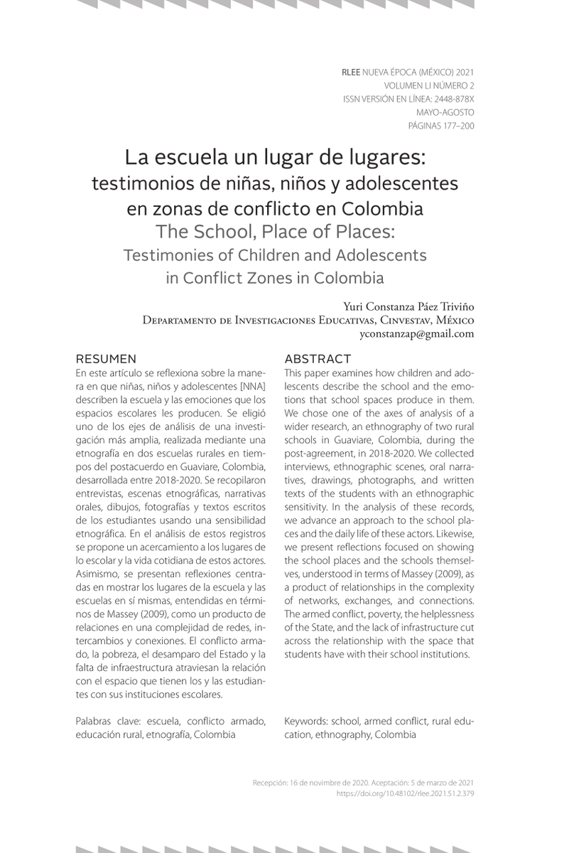 #EducaciónRural | En este artículo se reflexiona mediante relatos la manera en que niñas, niños y adolescentes sobrellevan las condiciones de violencia en su entorno escolar. 🔗 lc.cx/KuQOhk