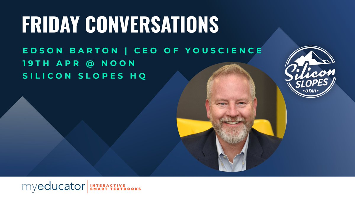 Don't forget to register & join us for this Friday's Conversation with @edson_barton, CEO of @You_Science. 

This week's conversation is sponsored by @MyEducatorLLC !

RSVP here: slopes.live/3W0bTKa